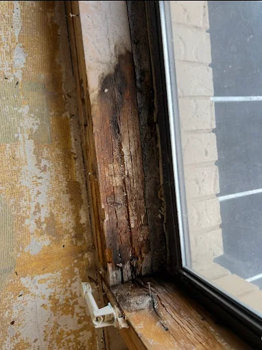 Rotted window frame from water intrusion in Universal City